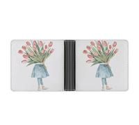 QSKDLAC Leather Wallet Slim Durable Credit Card Holder Personalized A Big Bouquet of Tulips Printing Wallet For Men & Women Perfect For Work Travel, style, One Size, Foldable Pu Wallet