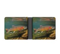 QSKDLAC Leather Wallet Slim Durable Credit Card Holder Personalized Brook Trout Fly Fishing Printing Wallet For Men & Women Perfect For Work Travel, style, One Size, Foldable Pu Wallet