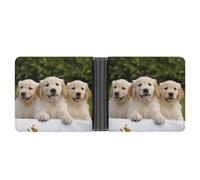 QSKDLAC Leather Wallet Slim Durable Credit Card Holder Personalized Golden Retriever Puppies Printing Wallet For Men & Women Perfect For Work Travel, style, One Size, Foldable Pu Wallet