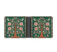 QSKDLAC Leather Wallet Slim Durable Credit Card Holder Personalized Green Tree of Life Printing Wallet For Men & Women Perfect For Work Travel, style, One Size, Foldable Pu Wallet