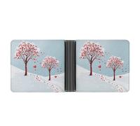 QSKDLAC Leather Wallet Slim Durable Credit Card Holder Personalized Heart Shaped Leaf Tree Printing Wallet For Men & Women Perfect For Work Travel, style, One Size, Foldable Pu Wallet