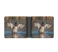 QSKDLAC Leather Wallet Slim Durable Credit Card Holder Personalized Hunting Flying Wild Ducks Printing Wallet For Men & Women Perfect For Work Travel, style, One Size, Foldable Pu Wallet