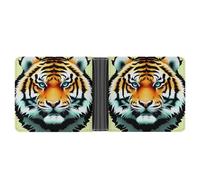 QSKDLAC Leather Wallet Slim Durable Credit Card Holder Personalized Little Fat Tiger Printing Wallet For Men & Women Perfect For Work Travel, style, One Size, Foldable Pu Wallet