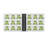 QSKDLAC Leather Wallet Slim Durable Credit Card Holder Personalized Little Green Frog Printing Wallet For Men & Women Perfect For Work Travel, style, One Size, Foldable Pu Wallet