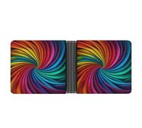 QSKDLAC Leather Wallet Slim Durable Credit Card Holder Personalized Rainbow Stripe Pattern Printing Wallet For Men & Women Perfect For Work Travel, style, One Size, Foldable Pu Wallet