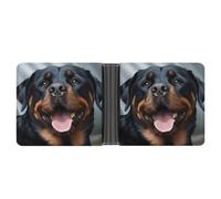 QSKDLAC Leather Wallet Slim Durable Credit Card Holder Personalized Rottweiler Dogs Tongue Face Printing Wallet For Men & Women Perfect For Work Travel, style, One Size, Foldable Pu Wallet