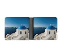 QSKDLAC Leather Wallet Slim Durable Credit Card Holder Personalized Santorini Island Sea View Printing Wallet For Men & Women Perfect For Work Travel, style, One Size, Foldable Pu Wallet