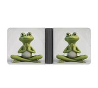 QSKDLAC Leather Wallet Slim Durable Credit Card Holder Personalized The Funny Frog Doing Yoga Printing Wallet For Men & Women Perfect For Work Travel, style, One Size, Foldable Pu Wallet