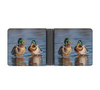 QSKDLAC Leather Wallet Slim Durable Credit Card Holder Personalized Two Mallard Ducks Printing Wallet For Men & Women Perfect For Work Travel, style, One Size, Foldable Pu Wallet