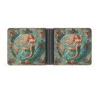 QSKDLAC Leather Wallet Slim Durable Credit Card Holder Personalized Vintage Map Mermaids Printing Wallet For Men & Women Perfect For Work Travel, style, One Size, Foldable Pu Wallet