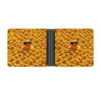 QSKDLAC Leather Wallet Slim Durable Credit Card Holder Personalized Yellow Ducky With Sunglasses Printing Wallet For Men & Women Perfect For Work Travel, style, One Size, Foldable Pu Wallet
