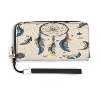 QSKDLAC Rfid Wallet Women Personalized Black German Shepherd Long Clutch Wallet Card Wallets For Women Men, dream catcher and moon, 20.0*10.5cm, Modern