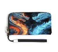 QSKDLAC Rfid Wallet Women Personalized Bluebird on The Branch Long Clutch Wallet Card Wallets For Women Men, Ice and Fire Dragons, 20.0*10.5cm, Modern