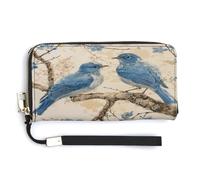 QSKDLAC Rfid Wallet Women Personalized Bluebird on The Branch Long Clutch Wallet Card Wallets For Women Men, Bluebird on the Branch, 20.0*10.5cm, Modern