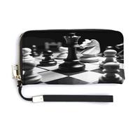 QSKDLAC Rfid Wallet Women Personalized Bluebird on The Branch Long Clutch Wallet Card Wallets For Women Men, black and white chess, 20.0*10.5cm, Modern