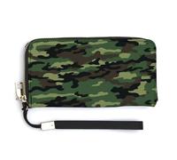 QSKDLAC Rfid Wallet Women Personalized Border Collie Long Clutch Wallet Card Wallets For Women Men, Green Military pattern, 20.0*10.5cm, Modern