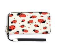 QSKDLAC Rfid Wallet Women Personalized Brown Ginkgo Leaves Long Clutch Wallet Card Wallets For Women Men, Ladybugs Pattern Infinite Speckled, 20.0*10.5cm, Modern