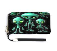 QSKDLAC Rfid Wallet Women Personalized Cartoon Alpaca Cute Animal Long Clutch Wallet Card Wallets For Women Men, Aliens, 20.0*10.5cm, Modern