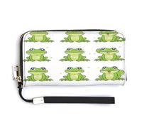 QSKDLAC Rfid Wallet Women Personalized Cartoon Little Zoon Long Clutch Wallet Card Wallets For Women Men, Little Green Frog, 20.0*10.5cm, Modern
