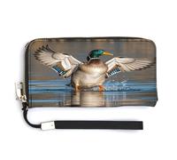 QSKDLAC Rfid Wallet Women Personalized Cowboy Black Hat Western Boots Long Clutch Wallet Card Wallets For Women Men, Hunting Flying Wild Ducks, 20.0*10.5cm, Modern