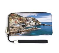 QSKDLAC Rfid Wallet Women Personalized Cute Foxes Long Clutch Wallet Card Wallets For Women Men, Cinque Terre scenery, 20.0*10.5cm, Modern