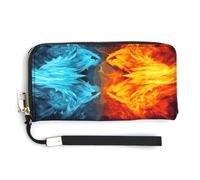 QSKDLAC Rfid Wallet Women Personalized Cute Foxes Long Clutch Wallet Card Wallets For Women Men, Fire vs ice art, 20.0*10.5cm, Modern