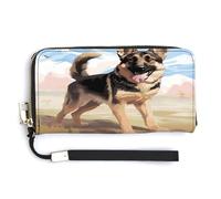 QSKDLAC Rfid Wallet Women Personalized Dachshund Music Notes Long Clutch Wallet Card Wallets For Women Men, German Shepherd, 20.0*10.5cm, Modern