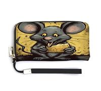 QSKDLAC Rfid Wallet Women Personalized Dachshund Music Notes Long Clutch Wallet Card Wallets For Women Men, Rat Eats Cheese, 20.0*10.5cm, Modern