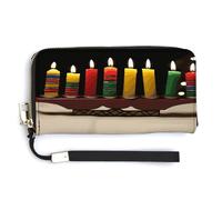 QSKDLAC Rfid Wallet Women Personalized Dart Board Long Clutch Wallet Card Wallets For Women Men, Kwanzaa Candles, 20.0*10.5cm, Modern