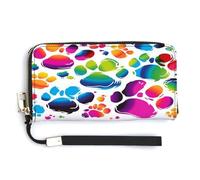 QSKDLAC Rfid Wallet Women Personalized Goat Frolic Long Clutch Wallet Card Wallets For Women Men, Colorful Dog Paw Print, 20.0*10.5cm, Modern