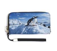 QSKDLAC Rfid Wallet Women Personalized Octopus Intertwined Long Clutch Wallet Card Wallets For Women Men, Snow mountain penguin, 20.0*10.5cm, Modern