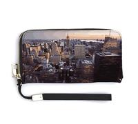 QSKDLAC Rfid Wallet Women Personalized Octopus Intertwined Long Clutch Wallet Card Wallets For Women Men, Tall Buildings In Cities, 20.0*10.5cm, Modern