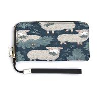 QSKDLAC Rfid Wallet Women Personalized Orange Background with Horse Long Clutch Wallet Card Wallets For Women Men, Sheep and Holly Tree, 20.0*10.5cm, Modern