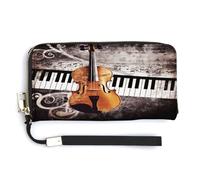 QSKDLAC Rfid Wallet Women Personalized Outer Space Long Clutch Wallet Card Wallets For Women Men, Piano Violin Music Notes, 20.0*10.5cm, Modern
