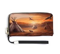 QSKDLAC Rfid Wallet Women Personalized Owls on A Branch Long Clutch Wallet Card Wallets For Women Men, Native American Tribes, 20.0*10.5cm, Modern