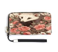 QSKDLAC Rfid Wallet Women Personalized Owls on A Branch Long Clutch Wallet Card Wallets For Women Men, Opossum and Roses, 20.0*10.5cm, Modern