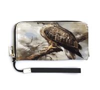 QSKDLAC Rfid Wallet Women Personalized Pansy Flowers Long Clutch Wallet Card Wallets For Women Men, Hawk Sitting in The Tree, 20.0*10.5cm, Modern