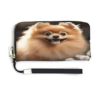 QSKDLAC Rfid Wallet Women Personalized Pansy Flowers Long Clutch Wallet Card Wallets For Women Men, Pomeranian dog, 20.0*10.5cm, Modern
