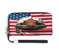 QSKDLAC Rfid Wallet Women Personalized Penguin And Sea Long Clutch Wallet Card Wallets For Women Men, USA Banner, 20.0*10.5cm, Modern