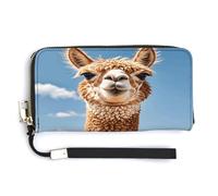 QSKDLAC Rfid Wallet Women Personalized Penguin And Sea Long Clutch Wallet Card Wallets For Women Men, Cute Alpaca, 20.0*10.5cm, Modern
