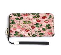 QSKDLAC Rfid Wallet Women Personalized Pistol And Cards Long Clutch Wallet Card Wallets For Women Men, Peach Strawberry Print, 20.0*10.5cm, Modern