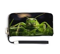 QSKDLAC Rfid Wallet Women Personalized Pistol And Cards Long Clutch Wallet Card Wallets For Women Men, Grasshopper on Grass, 20.0*10.5cm, Modern