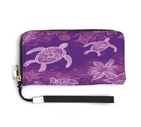 QSKDLAC Rfid Wallet Women Personalized Purple Elephant Long Clutch Wallet Card Wallets For Women Men, Hawaii with purple sea turtle, 20.0*10.5cm, Modern