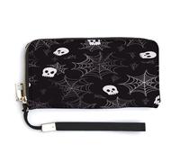 QSKDLAC Rfid Wallet Women Personalized Retro Banner Long Clutch Wallet Card Wallets For Women Men, A skeleton in a spider web, 20.0*10.5cm, Modern