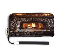 QSKDLAC Rfid Wallet Women Personalized Rock Stone Fireplace Long Clutch Wallet Card Wallets For Women Men, Rock Stone Fireplace, 20.0*10.5cm, Modern