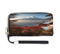 QSKDLAC Rfid Wallet Women Personalized Rock Stone Fireplace Long Clutch Wallet Card Wallets For Women Men, Japan Mount Landscape, 20.0*10.5cm, Modern