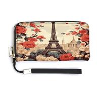 QSKDLAC Rfid Wallet Women Personalized Rock Stone Fireplace Long Clutch Wallet Card Wallets For Women Men, Paris Vintage Floral, 20.0*10.5cm, Modern