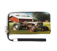 QSKDLAC Rfid Wallet Women Personalized Sausage on Fire Long Clutch Wallet Card Wallets For Women Men, Company Farm Tractor, 20.0*10.5cm, Modern