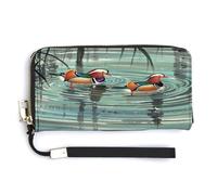 QSKDLAC Rfid Wallet Women Personalized Sport Motorcycle Long Clutch Wallet Card Wallets For Women Men, Chinese style mandarin ducks, 20.0*10.5cm, Modern