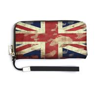 QSKDLAC Rfid Wallet Women Personalized Teal And Gold Marble Long Clutch Wallet Card Wallets For Women Men, Union Jack British, 20.0*10.5cm, Modern
